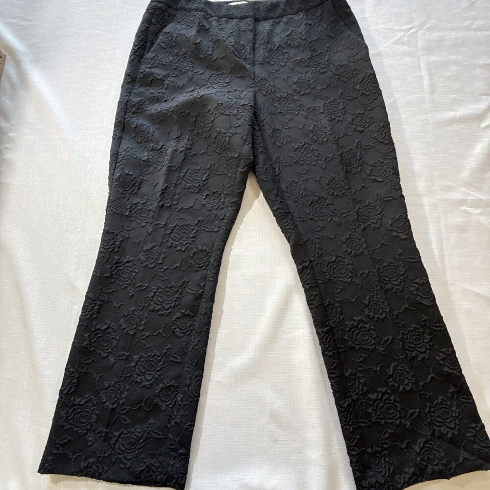 Woman’s Eva Mendes Rose Raised Textured  Dress Slacks Size 10 Statement Piece